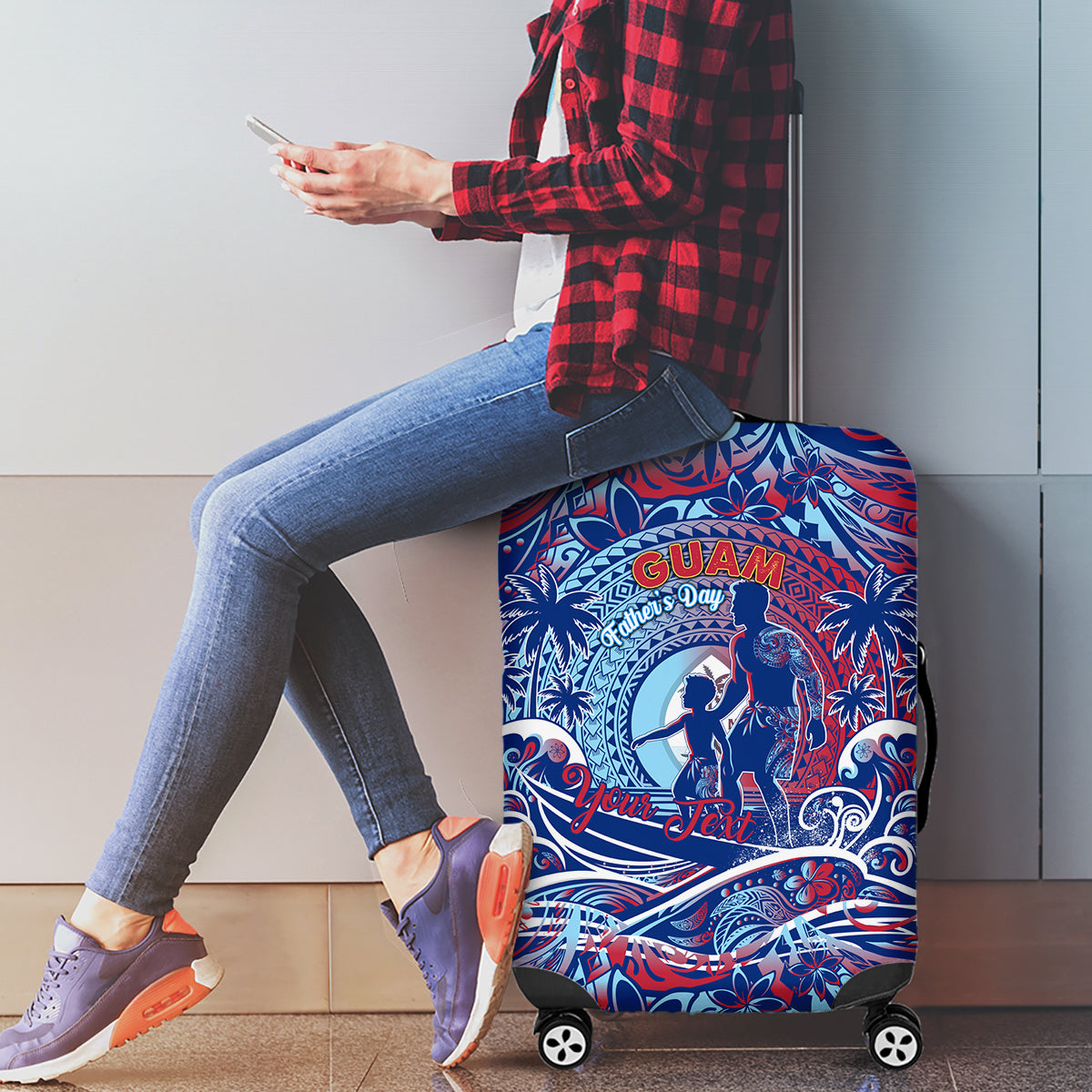 Father's Day Guam Luggage Cover Special Dad Polynesia Paradise