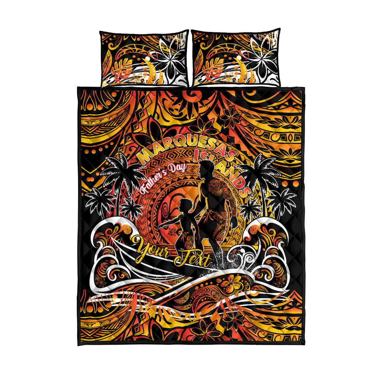 Father's Day Marquesas Islands Quilt Bed Set Special Dad Polynesia Paradise