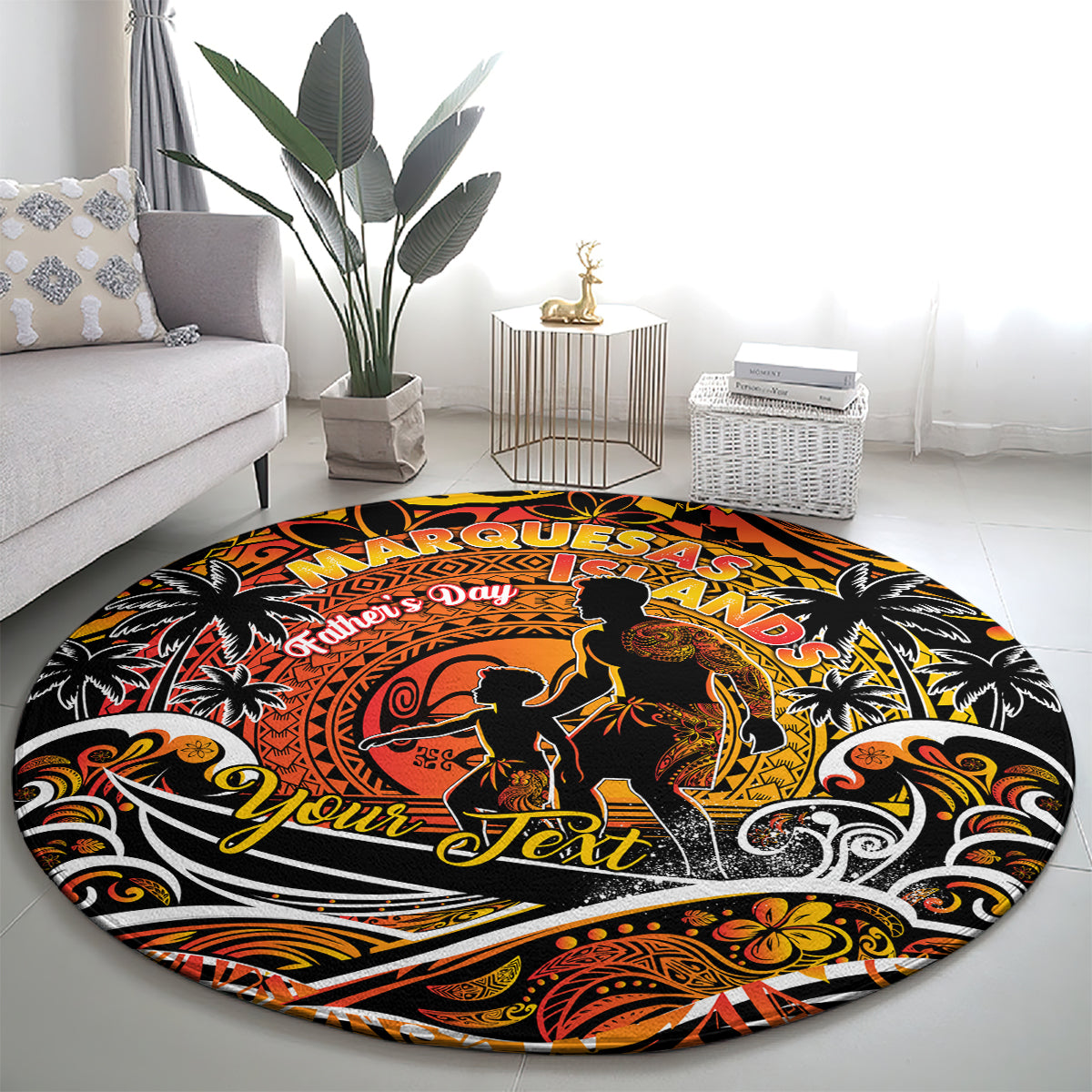 Father's Day Marquesas Islands Round Carpet Special Dad Polynesia Paradise