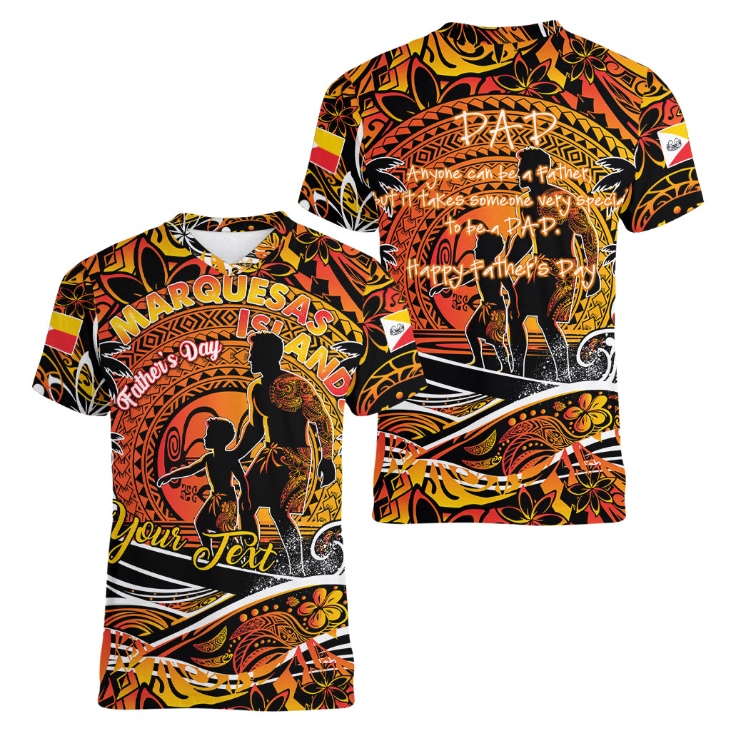 Father's Day Marquesas Islands Women V-Neck T-Shirt Special Dad Polynesia Paradise
