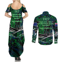 Father's Day New Zealand Couples Matching Summer Maxi Dress and Long Sleeve Button Shirt Special Dad Polynesia Paradise DT02 - Polynesian Pride