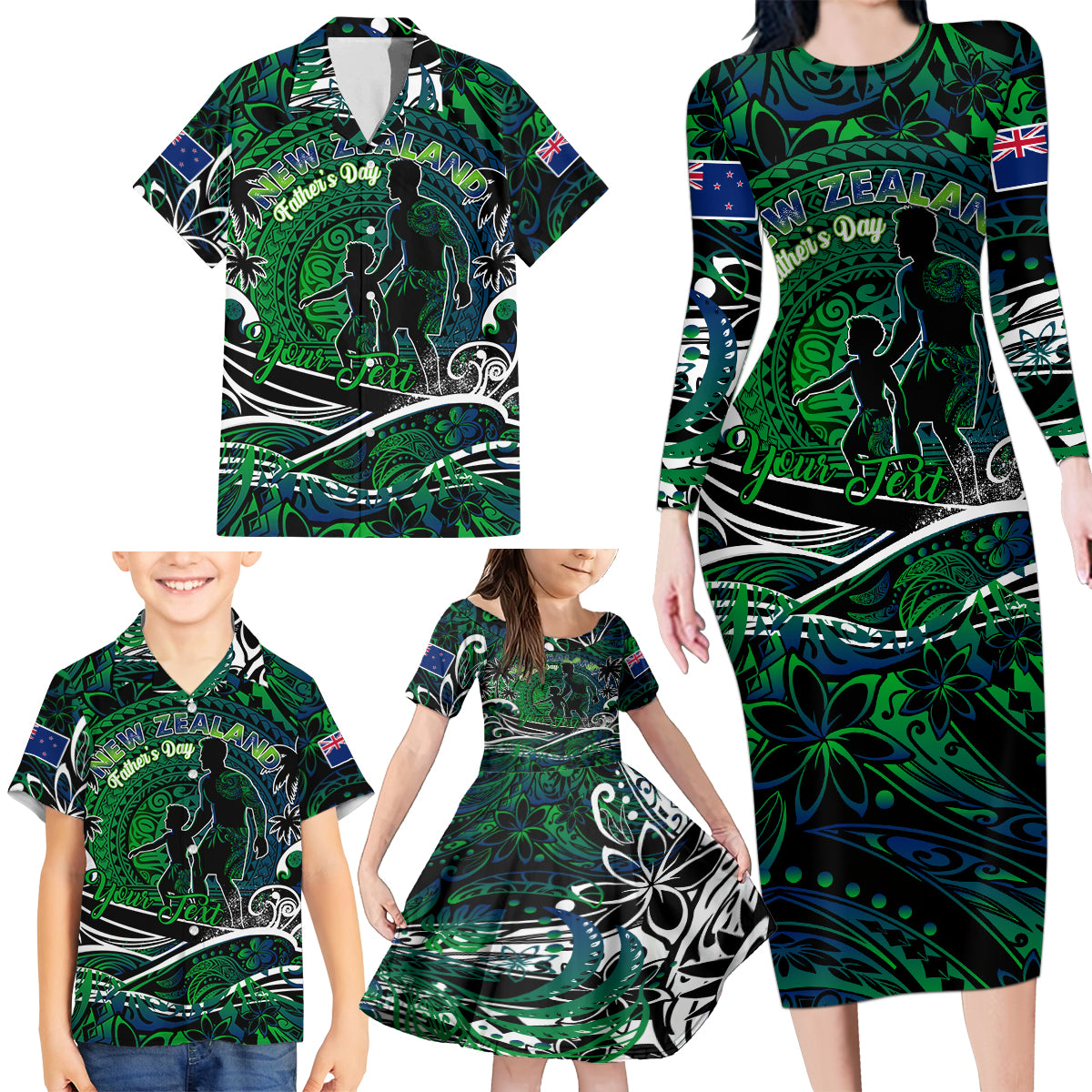Father's Day New Zealand Family Matching Long Sleeve Bodycon Dress and Hawaiian Shirt Special Dad Polynesia Paradise DT02 - Polynesian Pride