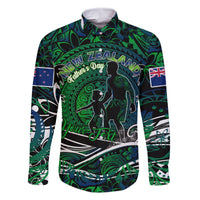 Father's Day New Zealand Family Matching Long Sleeve Bodycon Dress and Hawaiian Shirt Special Dad Polynesia Paradise DT02 Dad's Shirt - Long Sleeve Green - Polynesian Pride