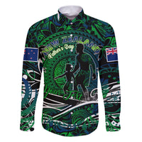 Father's Day New Zealand Family Matching Puletasi and Hawaiian Shirt Special Dad Polynesia Paradise DT02 Dad's Shirt - Long Sleeve Green - Polynesian Pride