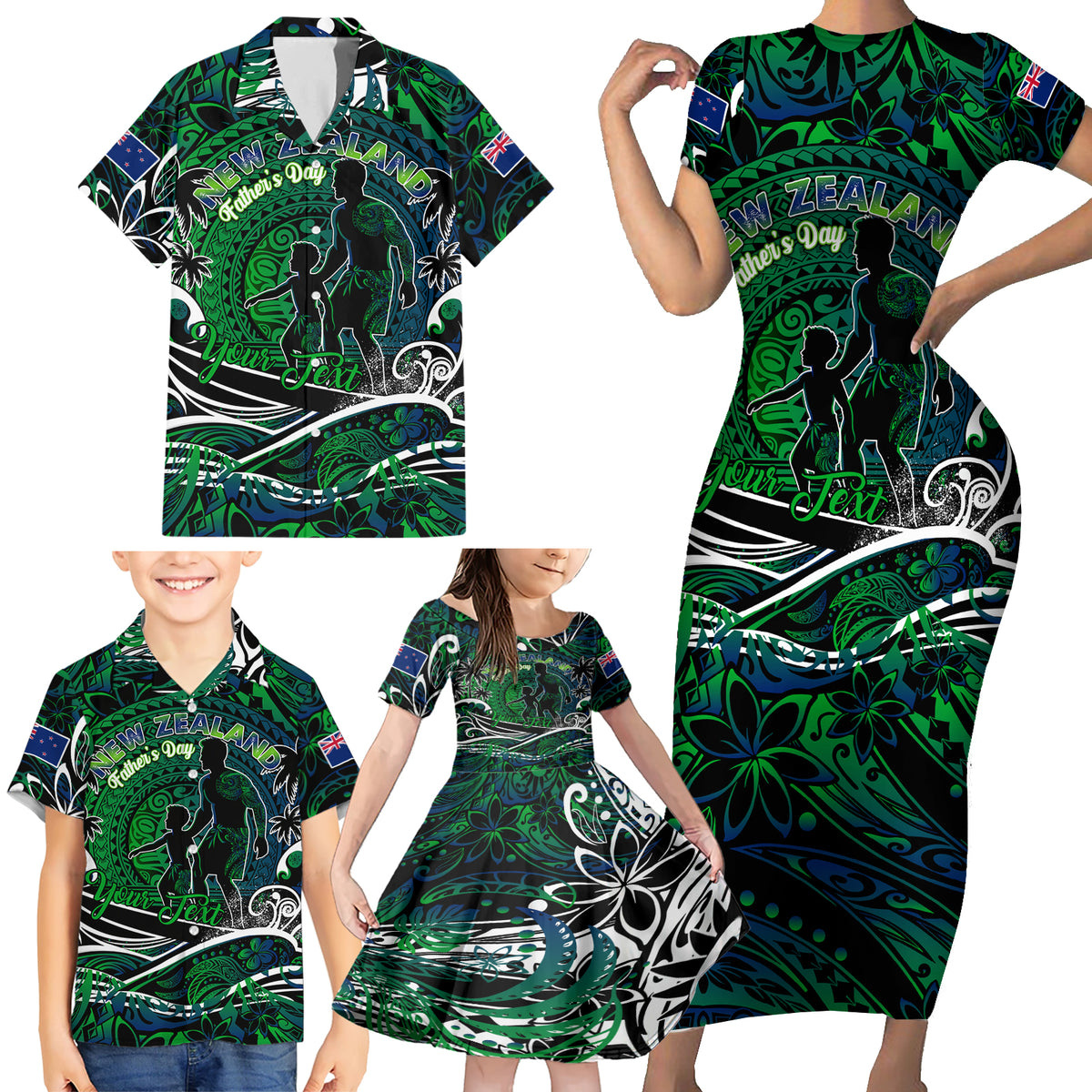 Father's Day New Zealand Family Matching Short Sleeve Bodycon Dress and Hawaiian Shirt Special Dad Polynesia Paradise DT02 - Polynesian Pride
