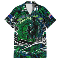 Father's Day New Zealand Family Matching Short Sleeve Bodycon Dress and Hawaiian Shirt Special Dad Polynesia Paradise DT02 Dad's Shirt - Short Sleeve Green - Polynesian Pride