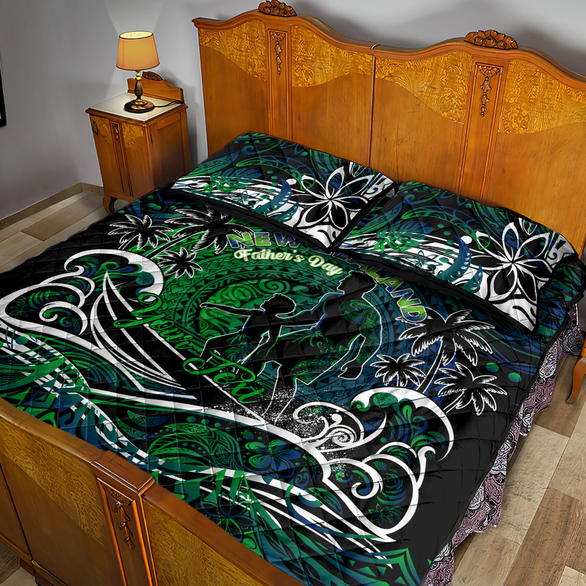 Father's Day New Zealand Quilt Bed Set Special Dad Polynesia Paradise