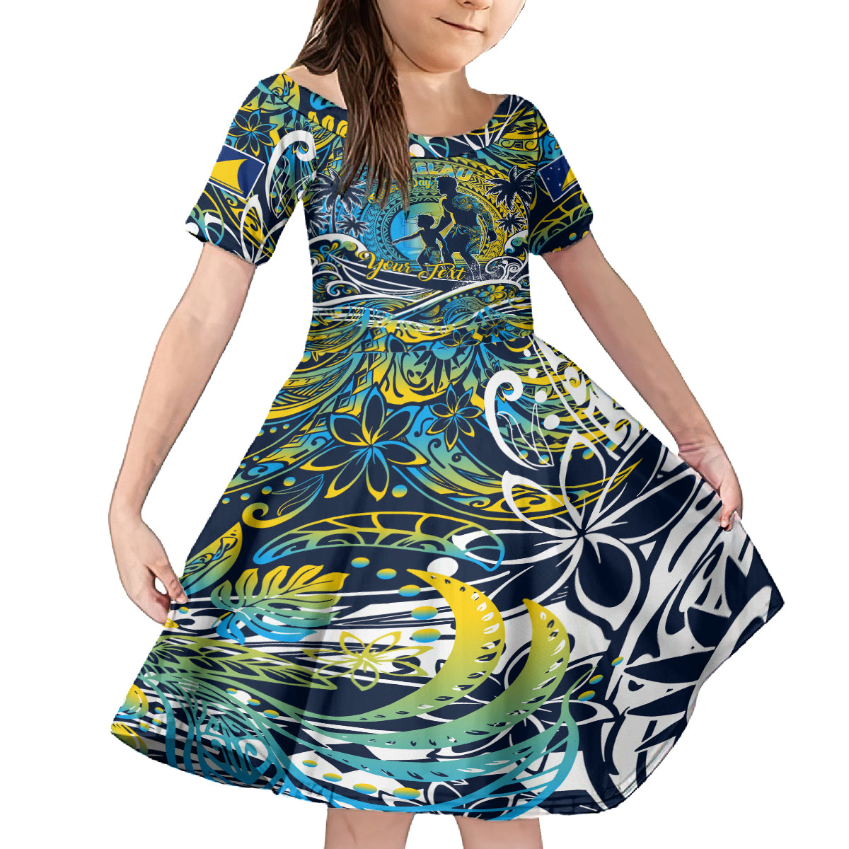 Father's Day Tokelau Kid Short Sleeve Dress Special Dad Polynesia Paradise