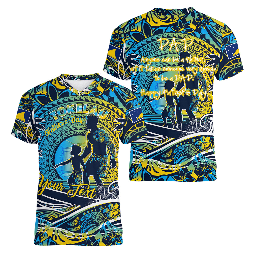 Father's Day Tokelau Women V-Neck T-Shirt Special Dad Polynesia Paradise