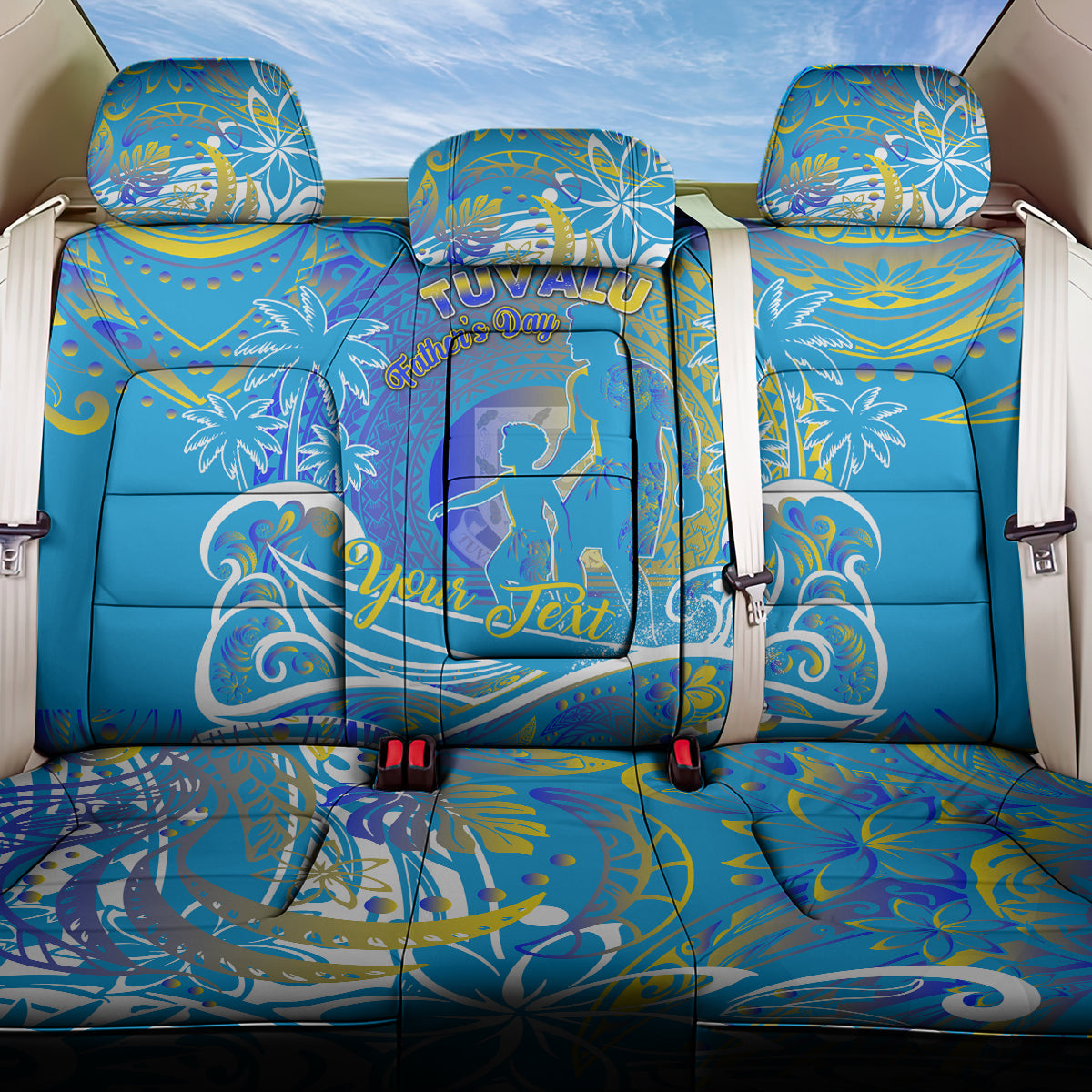 Father's Day Tuvalu Back Car Seat Cover Special Dad Polynesia Paradise