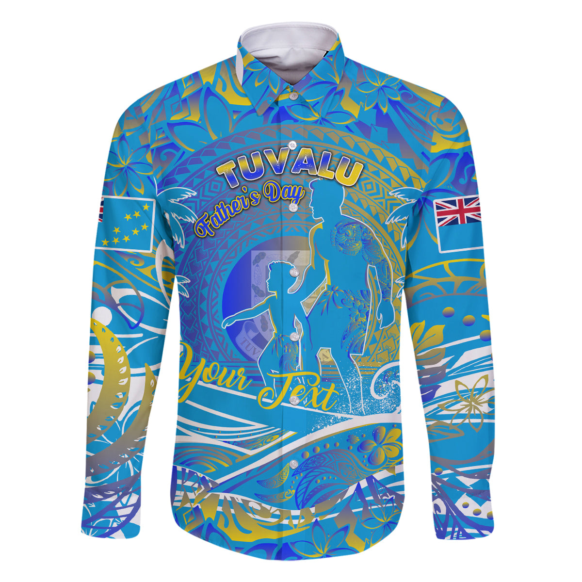 Father's Day Tuvalu Family Matching Long Sleeve Bodycon Dress and Hawaiian Shirt Special Dad Polynesia Paradise