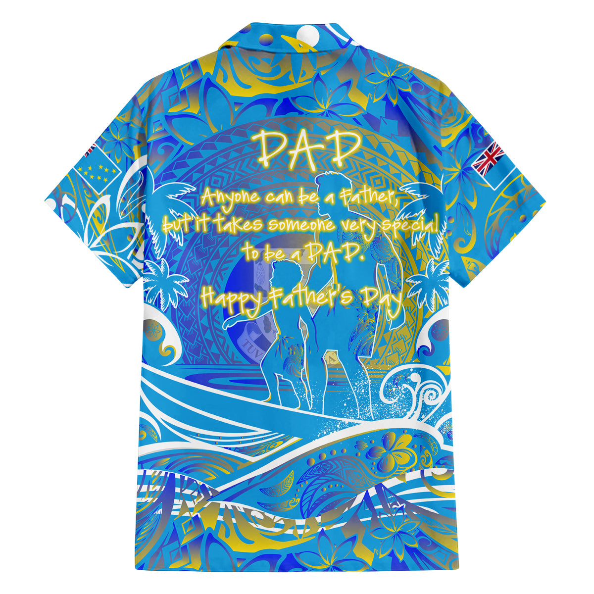 Father's Day Tuvalu Family Matching Off The Shoulder Long Sleeve Dress and Hawaiian Shirt Special Dad Polynesia Paradise