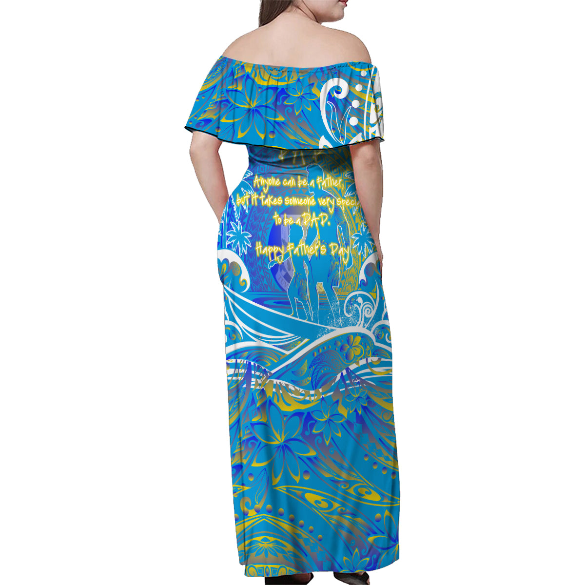 Father's Day Tuvalu Family Matching Off Shoulder Maxi Dress and Hawaiian Shirt Special Dad Polynesia Paradise
