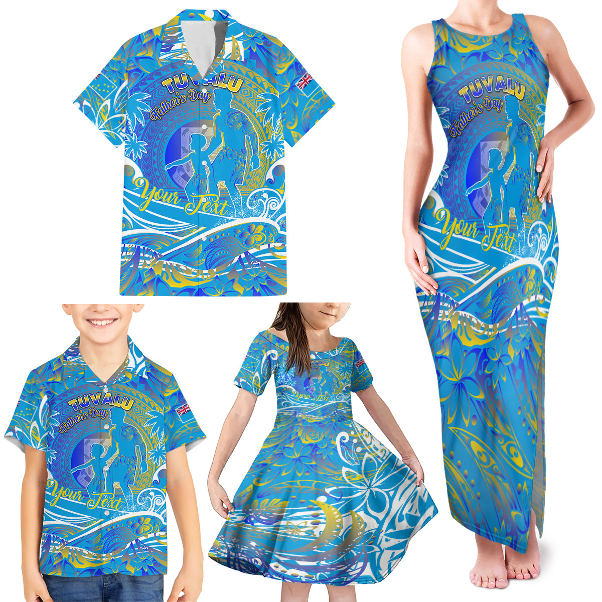 Father's Day Tuvalu Family Matching Tank Maxi Dress and Hawaiian Shirt Special Dad Polynesia Paradise