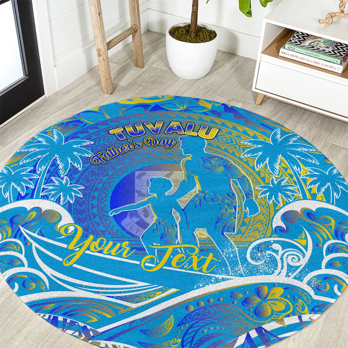 Father's Day Tuvalu Round Carpet Special Dad Polynesia Paradise