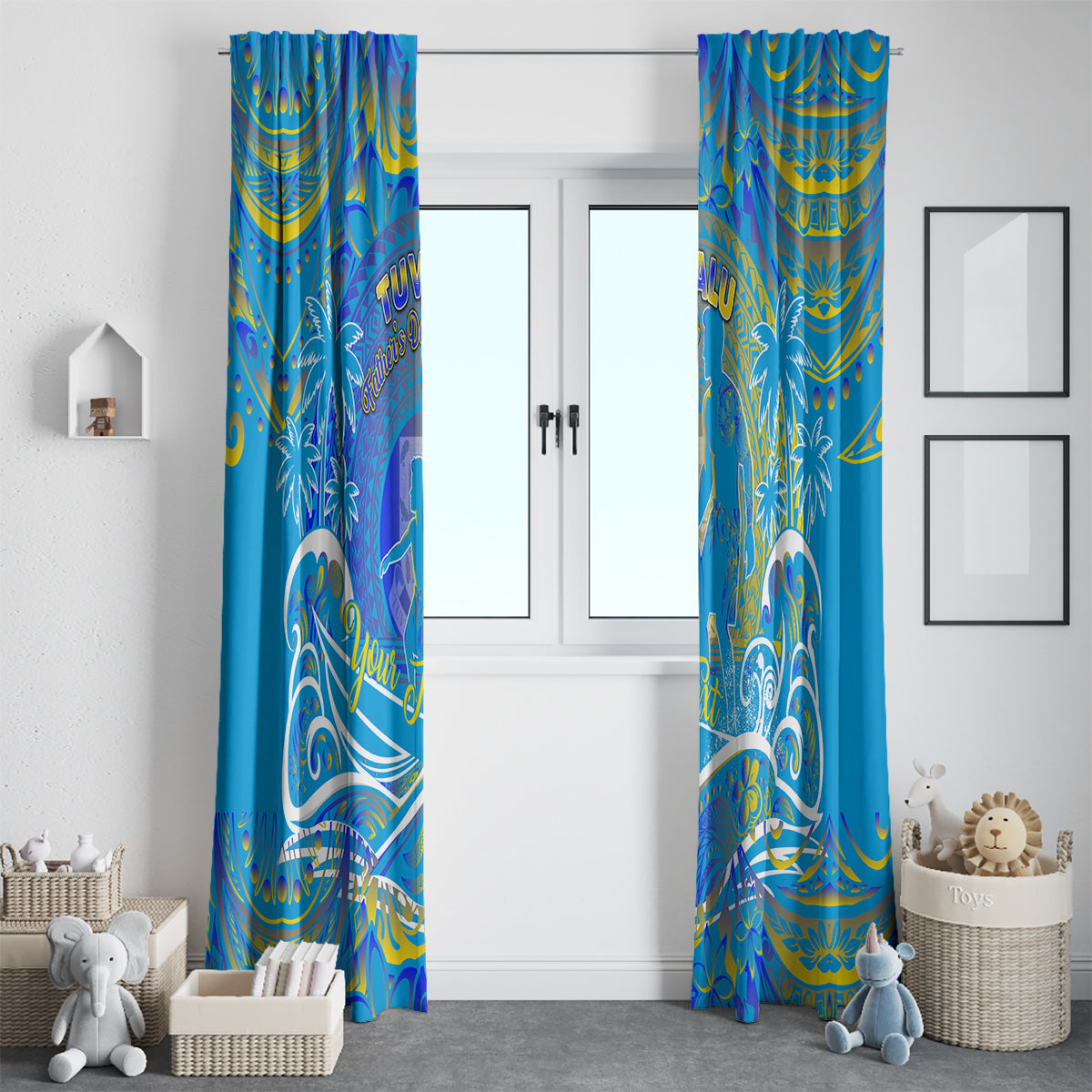 Father's Day Tuvalu Window Curtain Special Dad Polynesia Paradise