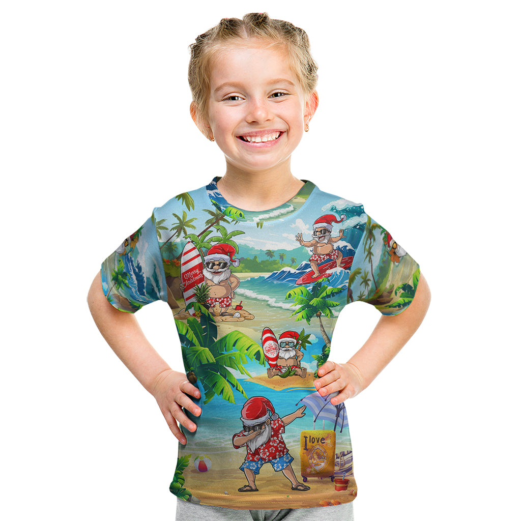 Guam Christmas Kid T Shirt Santa Claus Beach and Wave DT02 Art - Polynesian Pride