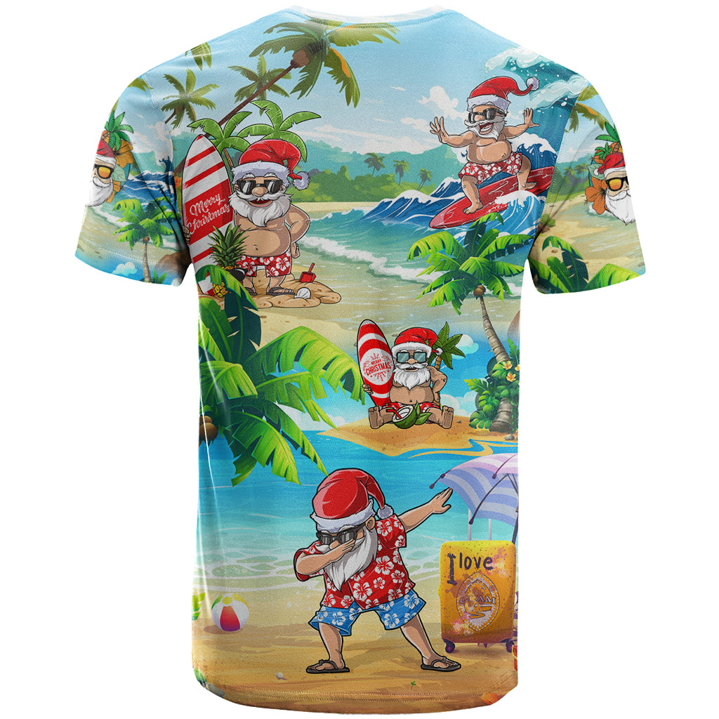 Guam Christmas T Shirt Santa Claus Beach and Wave DT02 - Polynesian Pride
