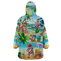 Guam Christmas Wearable Blanket Hoodie Santa Claus Beach and Wave DT02 - Polynesian Pride