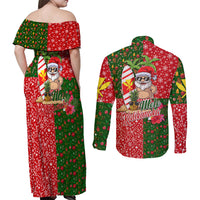 Hawaii Christmas Couples Matching Off Shoulder Maxi Dress and Long Sleeve Button Shirts Mele Kalikimaka Kanaka Maoli DT02 - Polynesian Pride