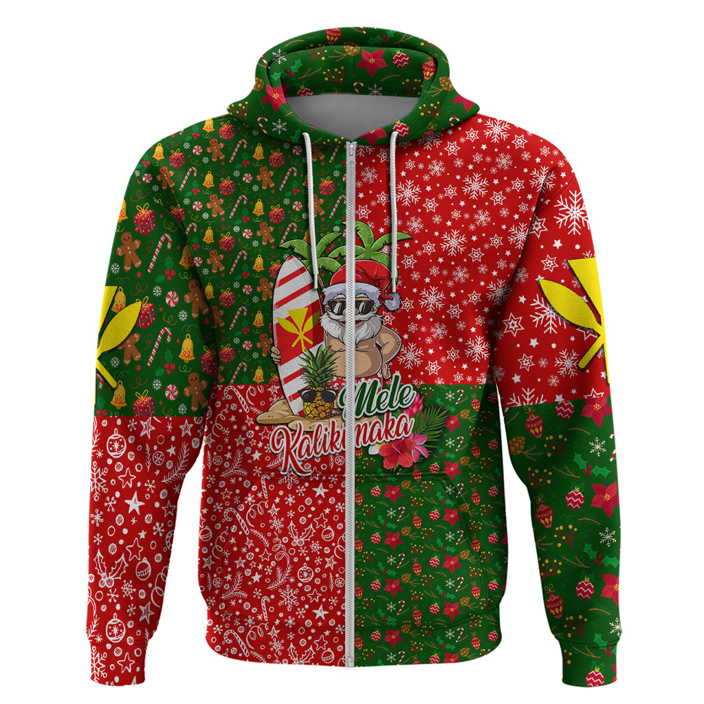 Hawaii Christmas Hoodie Mele Kalikimaka Kanaka Maoli DT02 Zip Hoodie Art - Polynesian Pride