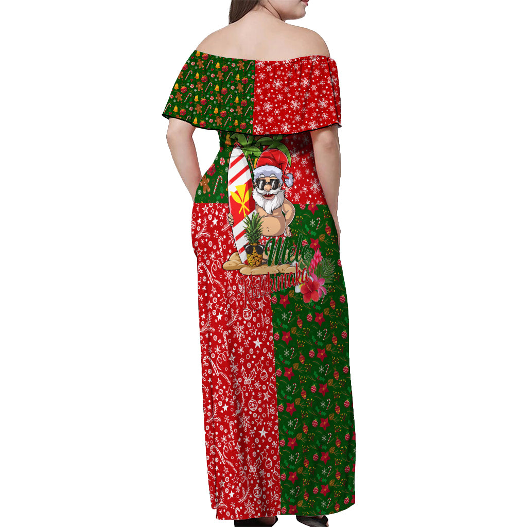 Hawaii Christmas Off Shoulder Maxi Dress Mele Kalikimaka Kanaka Maoli DT02 - Polynesian Pride