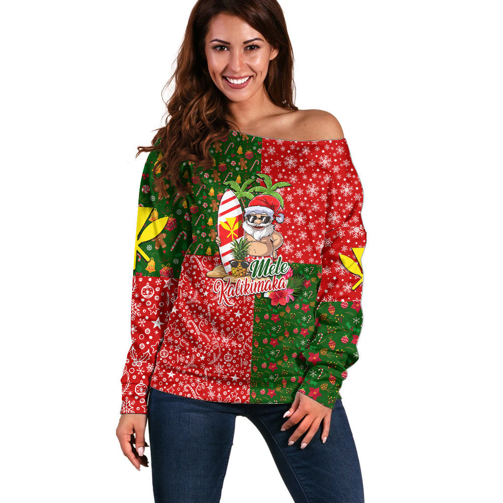 Hawaii Christmas Off Shoulder Sweater Mele Kalikimaka Kanaka Maoli DT02 Women Art - Polynesian Pride