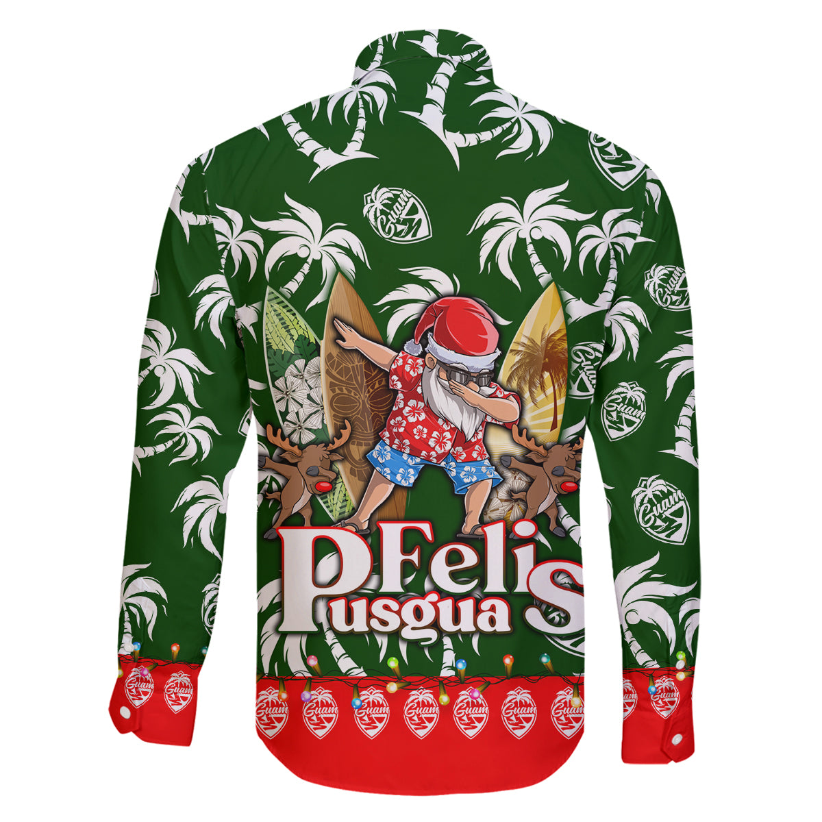 Guam Christmas Family Matching Off Shoulder Long Sleeve Dress and Hawaiian Shirt Felis Pusgua Tropical Xmas Patterns DT02 - Polynesian Pride