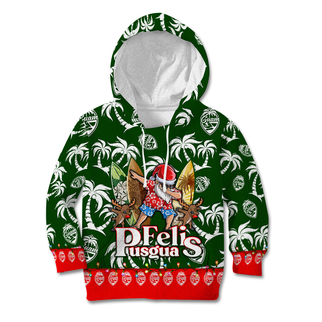 Guam Christmas Kid Hoodie Felis Pusgua Tropical Xmas Patterns DT02 Green - Polynesian Pride