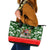 Guam Christmas Leather Tote Bag Felis Pusgua Tropical Xmas Patterns DT02 Green - Polynesian Pride