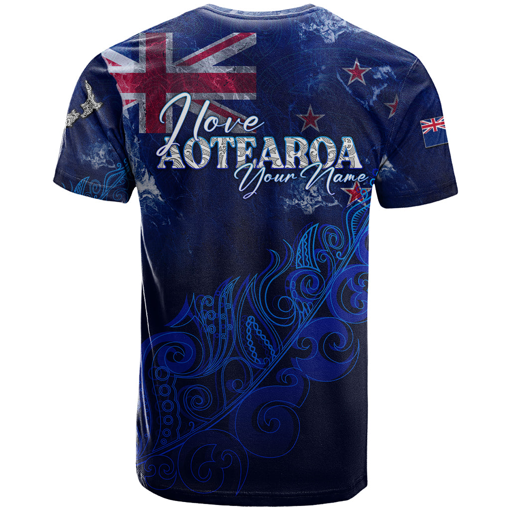 Personalised New Zealand T Shirt Aotearoa Map Silver Fern DT02 - Polynesian Pride