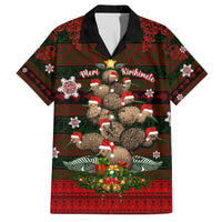 Meri Kirihimete New Zealand Family Matching Short Sleeve Bodycon Dress and Hawaiian Shirt Christmas Kiwi Maori DT02 Dad's Shirt - Short Sleeve Red - Polynesian Pride