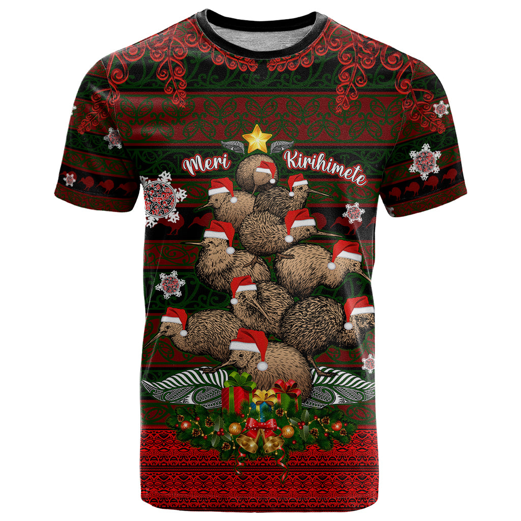 Meri Kirihimete New Zealand T Shirt Christmas Kiwi Maori DT02 Red - Polynesian Pride