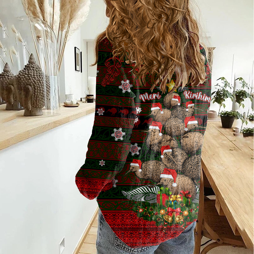 Meri Kirihimete New Zealand Women Casual Shirt Christmas Kiwi Maori DT02 - Polynesian Pride