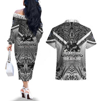 New Zealand Couples Matching Off The Shoulder Long Sleeve Dress and Hawaiian Shirt Rugby Aotearoa Champions DT02 - Polynesian Pride