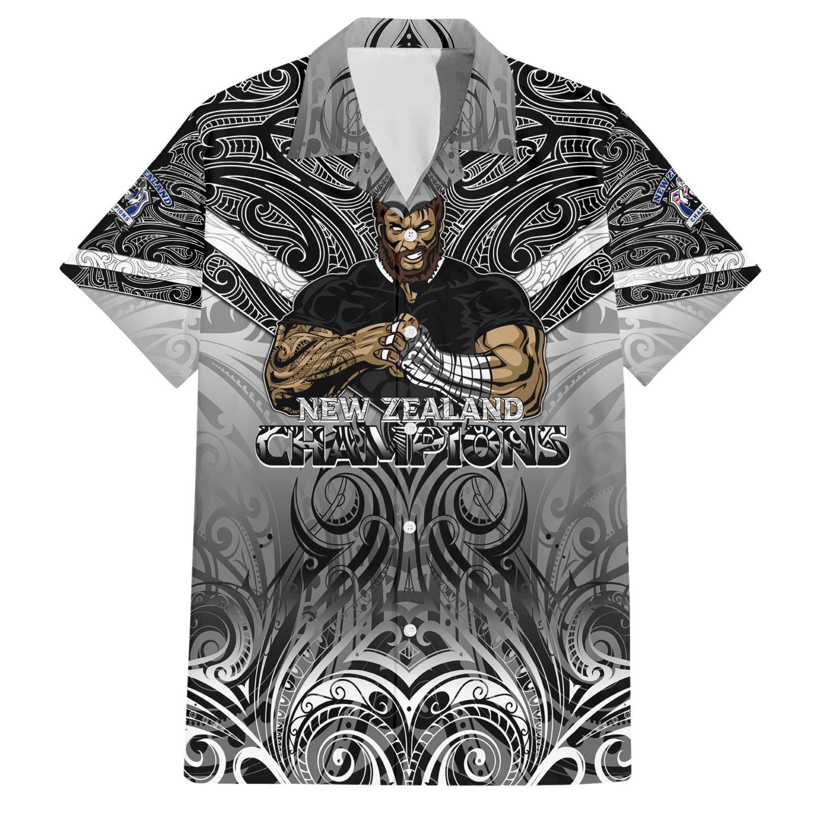 New Zealand Hawaiian Shirt Rugby Aotearoa Champions DT02 Black - Polynesian Pride