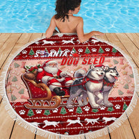 Dog Sled Christmas Beach Blanket Husky Sleigh Ride Design - Polynesian Pride