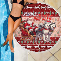 Dog Sled Christmas Beach Blanket Husky Sleigh Ride Design - Polynesian Pride
