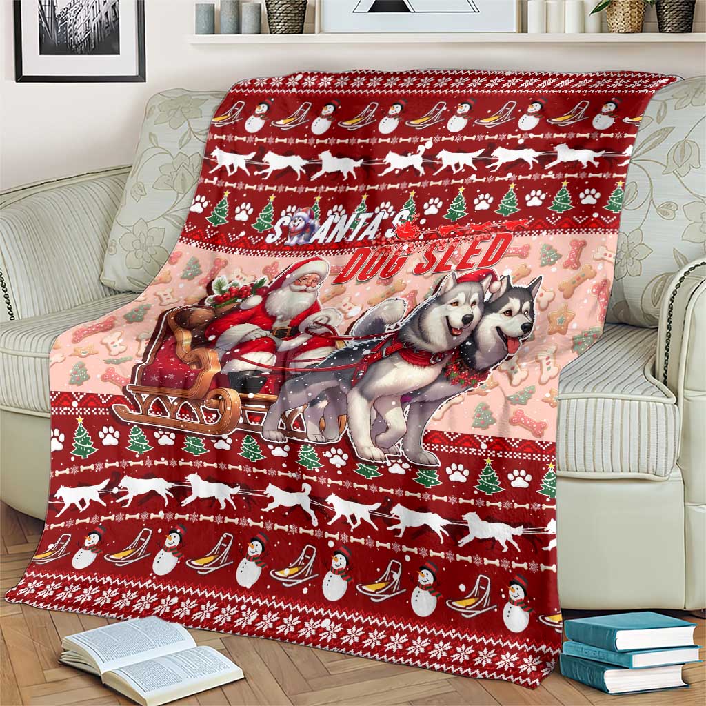 Dog Sled Christmas Blanket Husky Sleigh Ride Design - Polynesian Pride