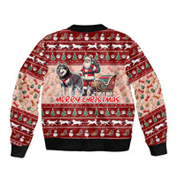 Dog Sled Christmas Bomber Jacket Husky Sleigh Ride Design - Polynesian Pride