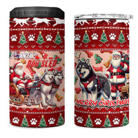 Dog Sled Christmas 4 in 1 Can Cooler Tumbler Husky Sleigh Ride Design - Polynesian Pride