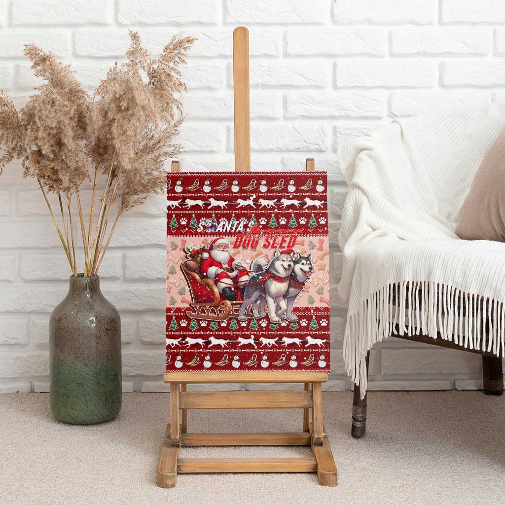 Dog Sled Christmas Canvas Wall Art Husky Sleigh Ride Design - Polynesian Pride