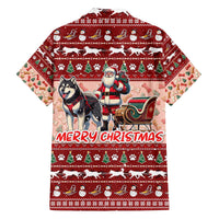 Dog Sled Christmas Family Matching Off The Shoulder Long Sleeve Dress and Hawaiian Shirt Husky Sleigh Ride Design - Polynesian Pride