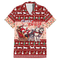 Dog Sled Christmas Family Matching Off Shoulder Maxi Dress and Hawaiian Shirt Husky Sleigh Ride Design - Polynesian Pride