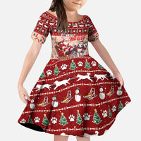 Dog Sled Christmas Family Matching Puletasi and Hawaiian Shirt Husky Sleigh Ride Design - Polynesian Pride