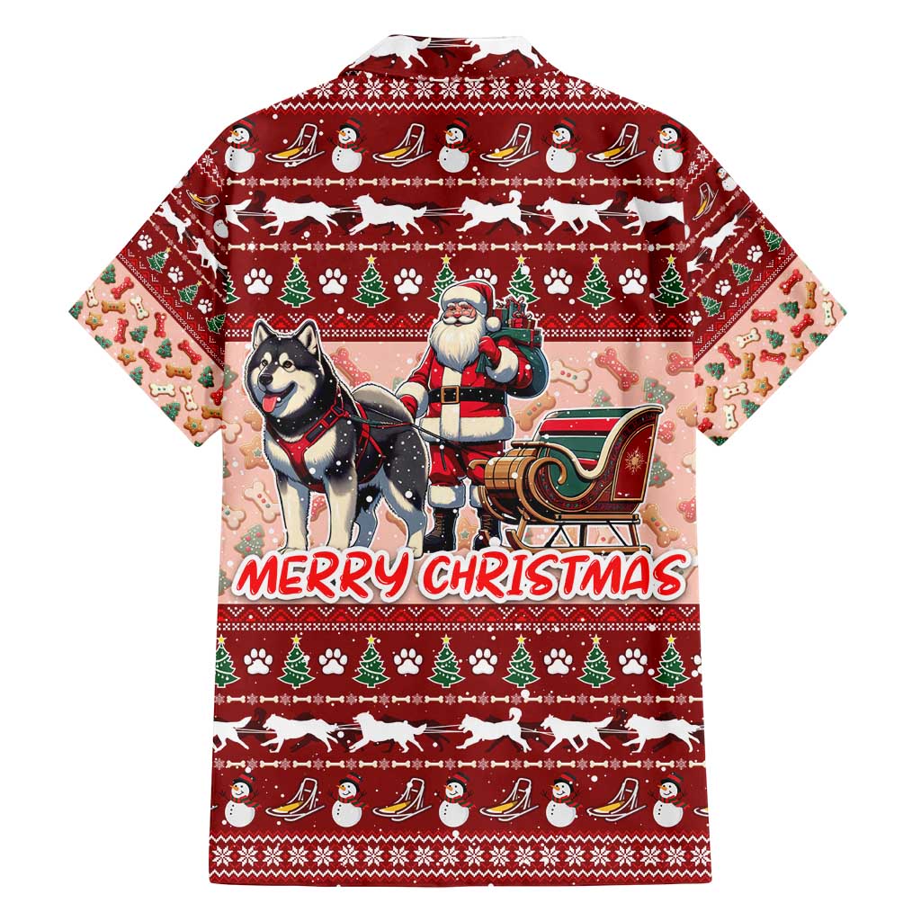 Dog Sled Christmas Family Matching Summer Maxi Dress and Hawaiian Shirt Husky Sleigh Ride Design DT02 - Polynesian Pride