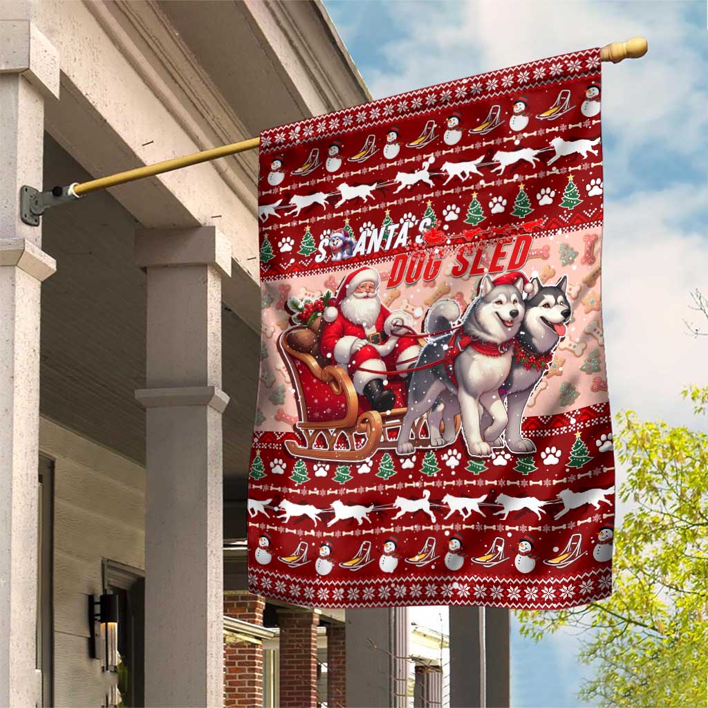 Dog Sled Christmas Garden Flag Husky Sleigh Ride Design - Polynesian Pride