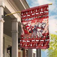 Dog Sled Christmas Garden Flag Husky Sleigh Ride Design - Polynesian Pride