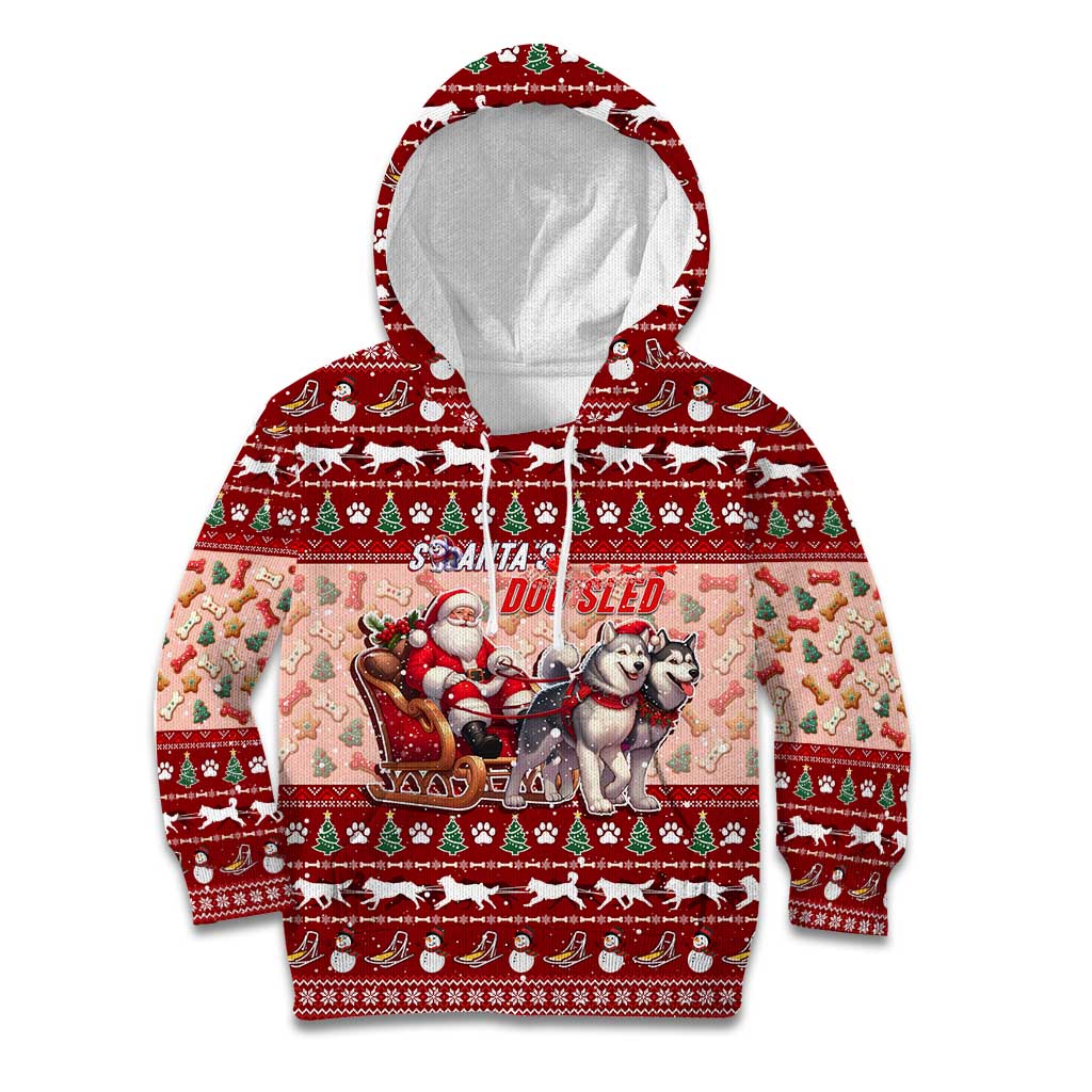 Dog Sled Christmas Kid Hoodie Husky Sleigh Ride Design - Polynesian Pride