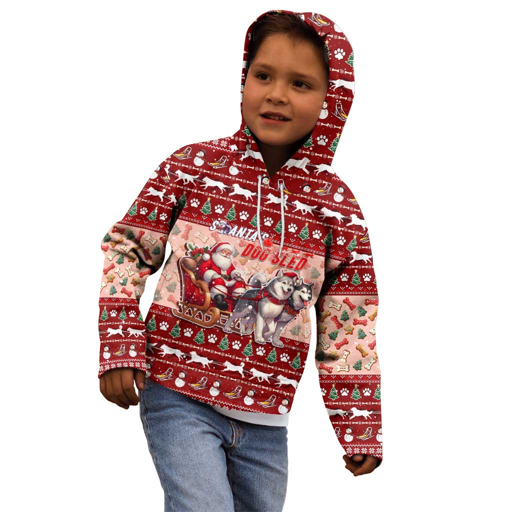 Dog Sled Christmas Kid Hoodie Husky Sleigh Ride Design - Polynesian Pride